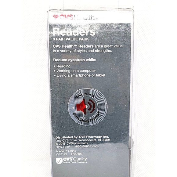 2018 CVS Health 3 Pair Value Pack +1.25 Jacob 2.0 Gun Metal Gray Reading Glasses - Picture 3 of 15